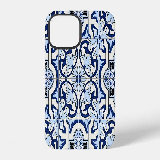 モロッコのタイル:美しいブルーの模様 iPhoneケース (裏面)