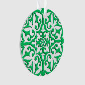 モロッコのタイル – 翡翠の緑と白 オーナメント (正面)
