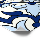 モロッコのタイル：豪華な青のパターン。 ポスター (角)