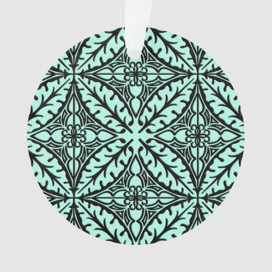 モロッコのタイル-青および黒い水 オーナメント (正面)