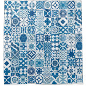 モロッコのタイル – 青と白 シャワーカーテン (正面)