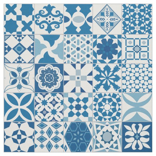 モロッコのタイル – 青と白 ファブリック (見本)