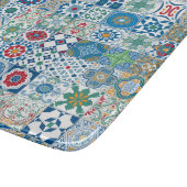 モロッコのタイル – 青と赤 カッティングボード (角)