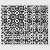 モロッコのタイル-黒い背景との白 ラッピングペーパー (フラット)