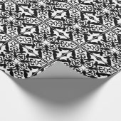 モロッコのタイル – 黒と白の背景 ラッピングペーパー (角)