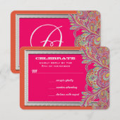 モロッコのタンジェリンとフクシアの結婚式の招待状 招待状 (正面/裏面)