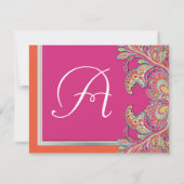 モロッコのタンジェリン&明るい赤紫色の結婚式の日付を保存 招待状 (裏面)