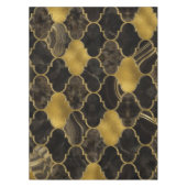 モロッコのトレリス黒大理石と金ゴールド テーブルクロス (正面)