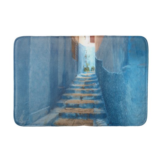 モロッコのナローブルー階段 バスマット (正面)