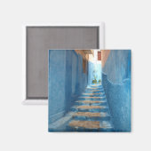 モロッコのナローブルー階段 マグネット (正面/裏面)