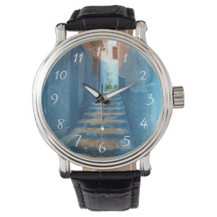 モロッコのナローブルー階段 腕時計