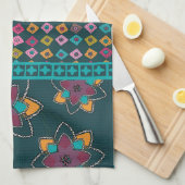 モロッコのパッチワークのデザインのふきん キッチンタオル (四つ折り)