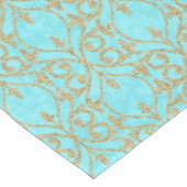 モロッコのプリントの華麗さのターコイズの水の金ゴールド テーブルクロス (アングル)