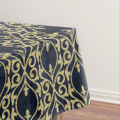 モロッコのプリントの華麗さの濃紺の金ゴールド テーブルクロス (インサイチュ)