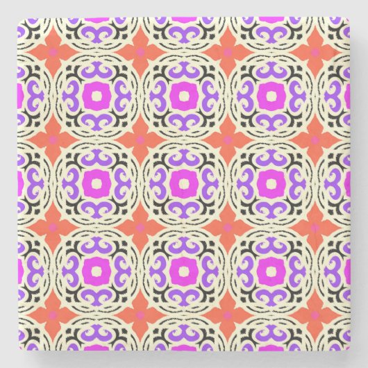 モロッコのモチフ族の民族パターン ストーンコースター (正面)