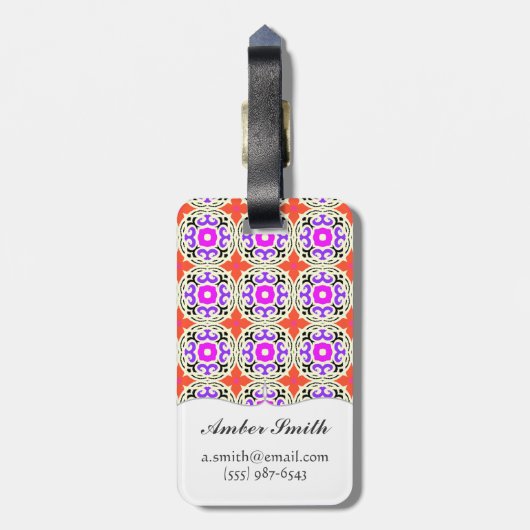モロッコのモチーフの民族パターン ラゲッジタグ (裏面縦)