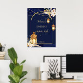 モロッコのランタン星空の夜ゴールデンアーチメーンディ ポスター (ホームオフィス)