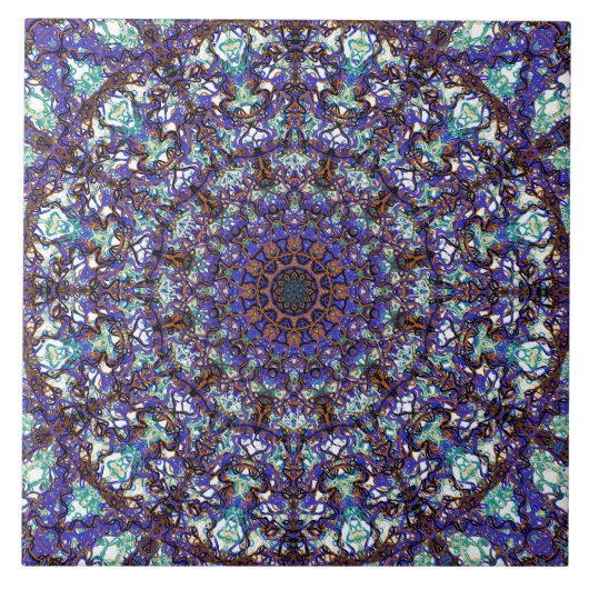 モロッコのロマンチックな着色された曼荼羅パターン タイル (正面)