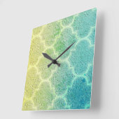 モロッコの刺激を受けたでカラフルなパターン柱時計 スクエア壁時計 (傾斜)