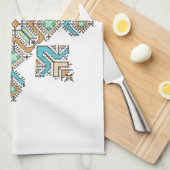 モロッコの刺繍スター キッチンタオル (四つ折り)