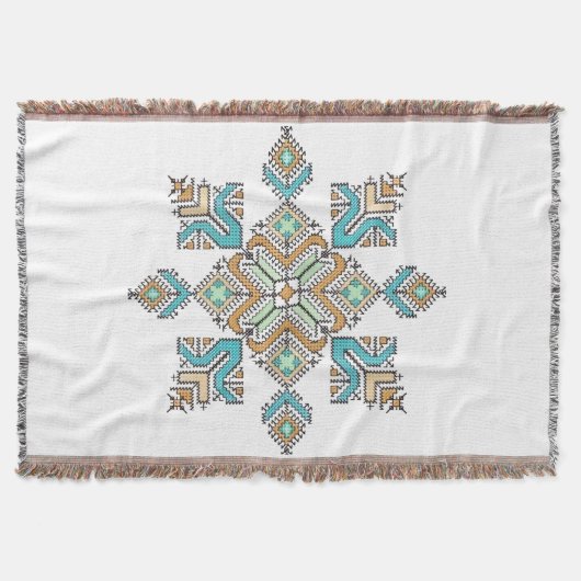 モロッコの刺繍スター スローブランケット (正面)