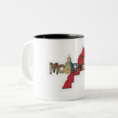 モロッコの地図ティーマグカップ – モロッコSで誇らしげに飲む ツートーンマグカップ (正面左)