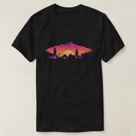 モロッコの夕焼けスカイラインTシャツ Tシャツ (デザイン正面)