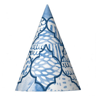 モロッコの幾何学的、水色のシームレスなパターン。 パーティーハット