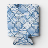 モロッコの幾何学的、水色のシームレスなパターン。 缶クーラー (裏面)