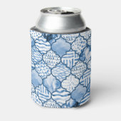 モロッコの幾何学的、水色のシームレスなパターン。 缶クーラー (缶裏面)