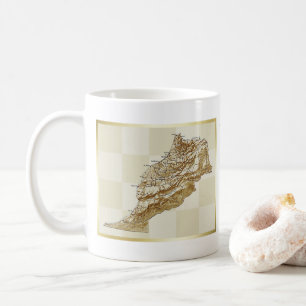 モロッコの旗 + 地図のマグ コーヒーマグカップ