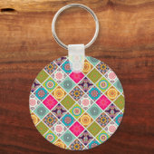 モロッコの曼荼羅カラフルの民族模様 キーホルダー (正面)