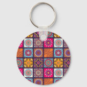 モロッコの曼荼羅カラフルの民族模様 キーホルダー (正面)