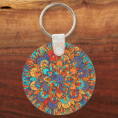 モロッコの曼荼羅カラフルの民族模様 キーホルダー (正面)