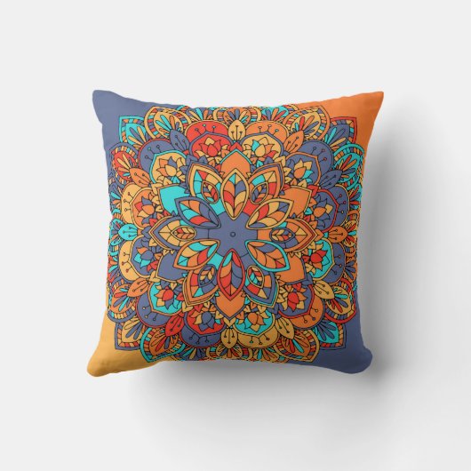 モロッコの曼荼羅カラフルの民族模様 クッション (裏面)