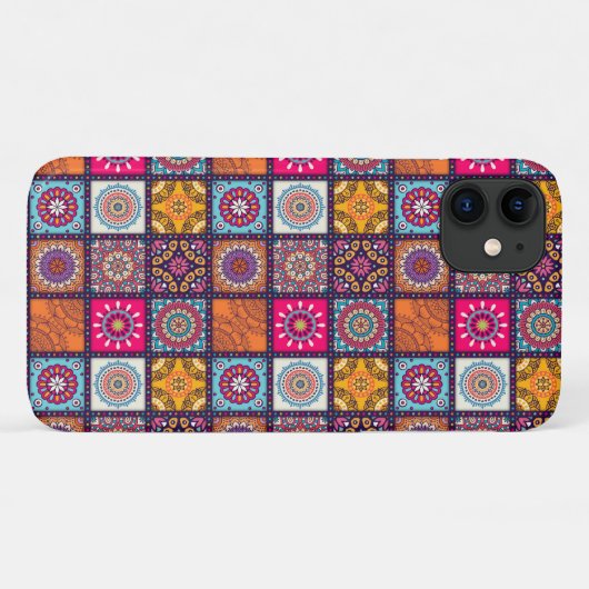 モロッコの曼荼羅カラフルの民族模様 Case-Mate iPhoneケース (裏面(横))