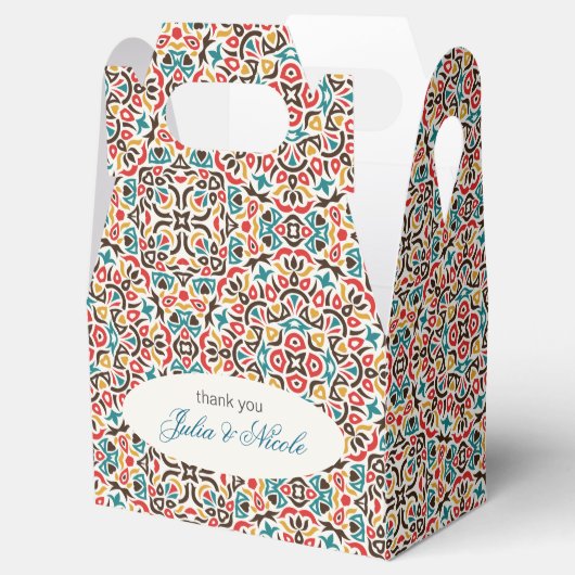 モロッコの格子幾何学的な曼荼羅のウェディング フェイバーボックス (オープン)