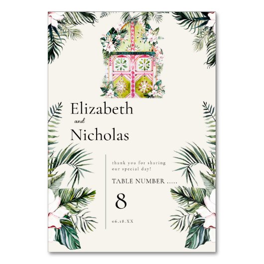 モロッコの熱帯フローラ |の結婚テーブル番号 テーブルナンバー (裏面)