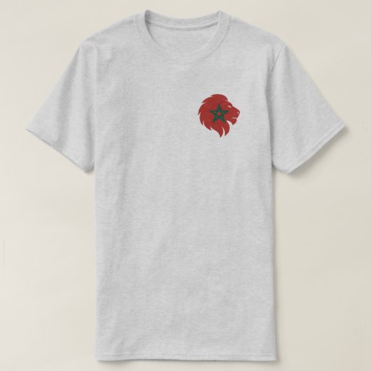 モロッコの獅子の頭のグリーンスター デザイン Tシャツ (デザイン正面)