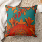 モロッコの田舎風金ゴールド赤オレンジ色の紅葉 クッション (ブランケット)