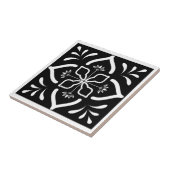 モロッコの白黒の花 タイル (側面)