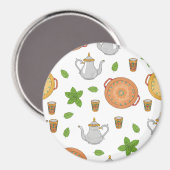 モロッコの紅茶とタジン鍋のパターン マグネット (正面/裏面)