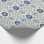 モロッコの緑および青写真 ラッピングペーパー (角)