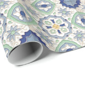 モロッコの緑および青写真 ラッピングペーパー (ロールコーナー)