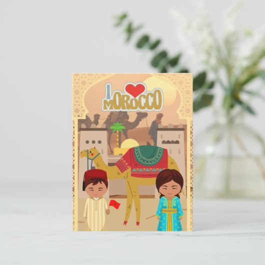 モロッコの美しい砂漠の風景を歓迎 ポストカード (スタンド正面)