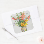 モロッコの花瓶にオレンジと青の花 スクエアシール (封筒)