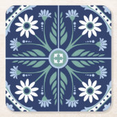 モロッコの装飾フローラボホ幾何学タイル スクエアペーパーコースター (正面)