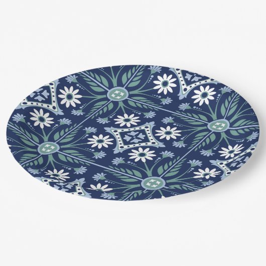 モロッコの装飾フローラボホ幾何学タイル ペーパープレート (アングル)