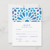 モロッコの青いタイルの食事の選択 出欠カード (正面)