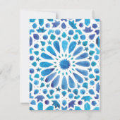 モロッコの青いタイルの食事の選択 出欠カード (裏面)